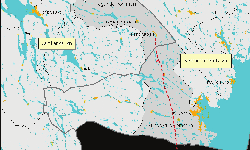 8 Figur 1.1. Översiktskarta över hela ledningssträckningen mellan Stadsforsen och Untra. Figur 1.2.