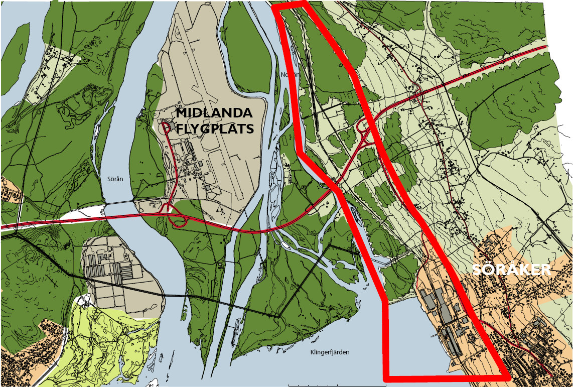 Timrå kommun Fördjupad översiktsplan MKB sid. 7 (36) 3. ALLMÄNNA FÖRUTSÄTTNINGAR 3.1. Planområde Planområdet är beläget i östra kanten av Indalsälvens delta, mellan älven och väg 684.