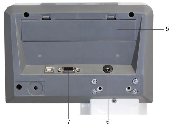 Baksida av andra displayen Baksida av displayen 5 Batterifack 6