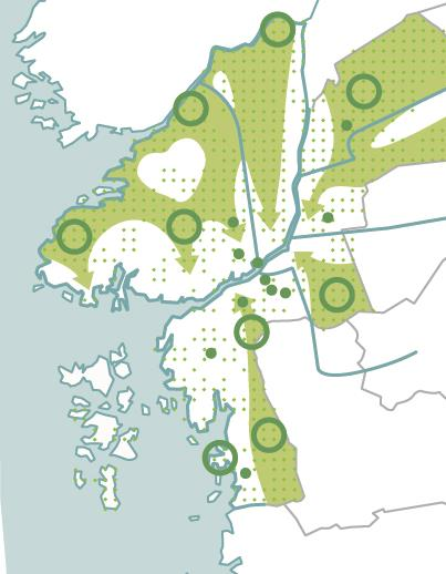 Grönstrategi för en tät och grön stad strategier för att nå målen Stärk de gröna kilarna Stärk de blågröna stråken Säkerställ god tillgång till parker och naturområden Skapa ett mer varierat innehåll