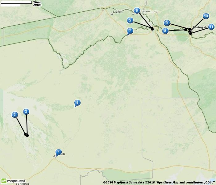 BOTSWANA & ZAMBIA 1. Maun 2. Okavango Delta 3. Delta Camp, Okavango 4. Sango Safari Camp 5. Kasane 6.