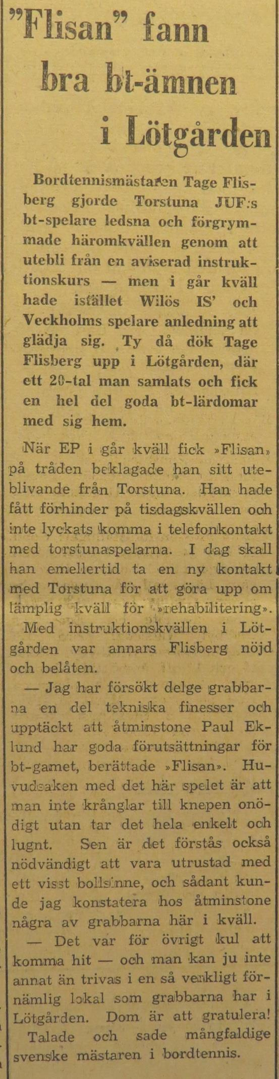 Racketen med bollarna och Tage Flisbergs namnteckning