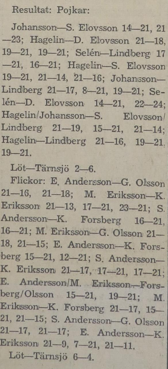 Tisdagen den 30 oktober 1951 spelades, i Lötgården, uttagningsmatcher för att utse vem som ska representera Wilö i Riksmästerskapet samt att det var uttagningar av B- och C-lagen.