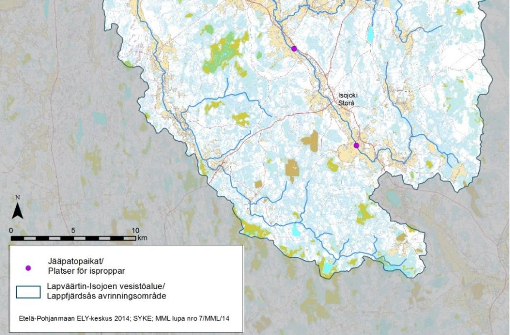 Tabell 6. Nätverket av hydrologiska mätstationer samt de viktigaste vattenstånds- och vattenföringsuppgifterna i Lappfjärds ås avrinningsområde (HYDRO-registret 2015).