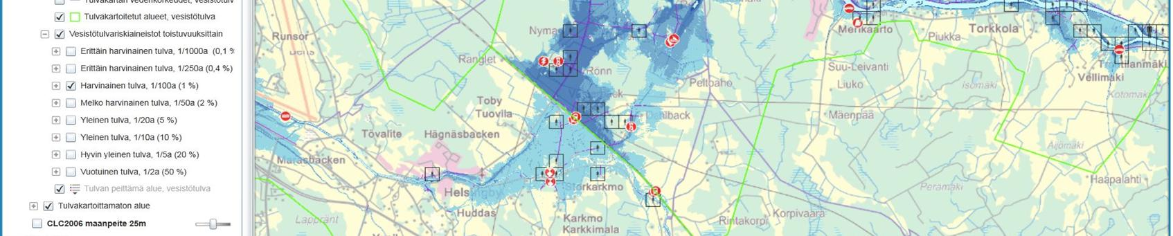 Tabell 11. Kartlagda specialscenarier för översvämningsrisk i Lappfjärds ås avrinningsområde.