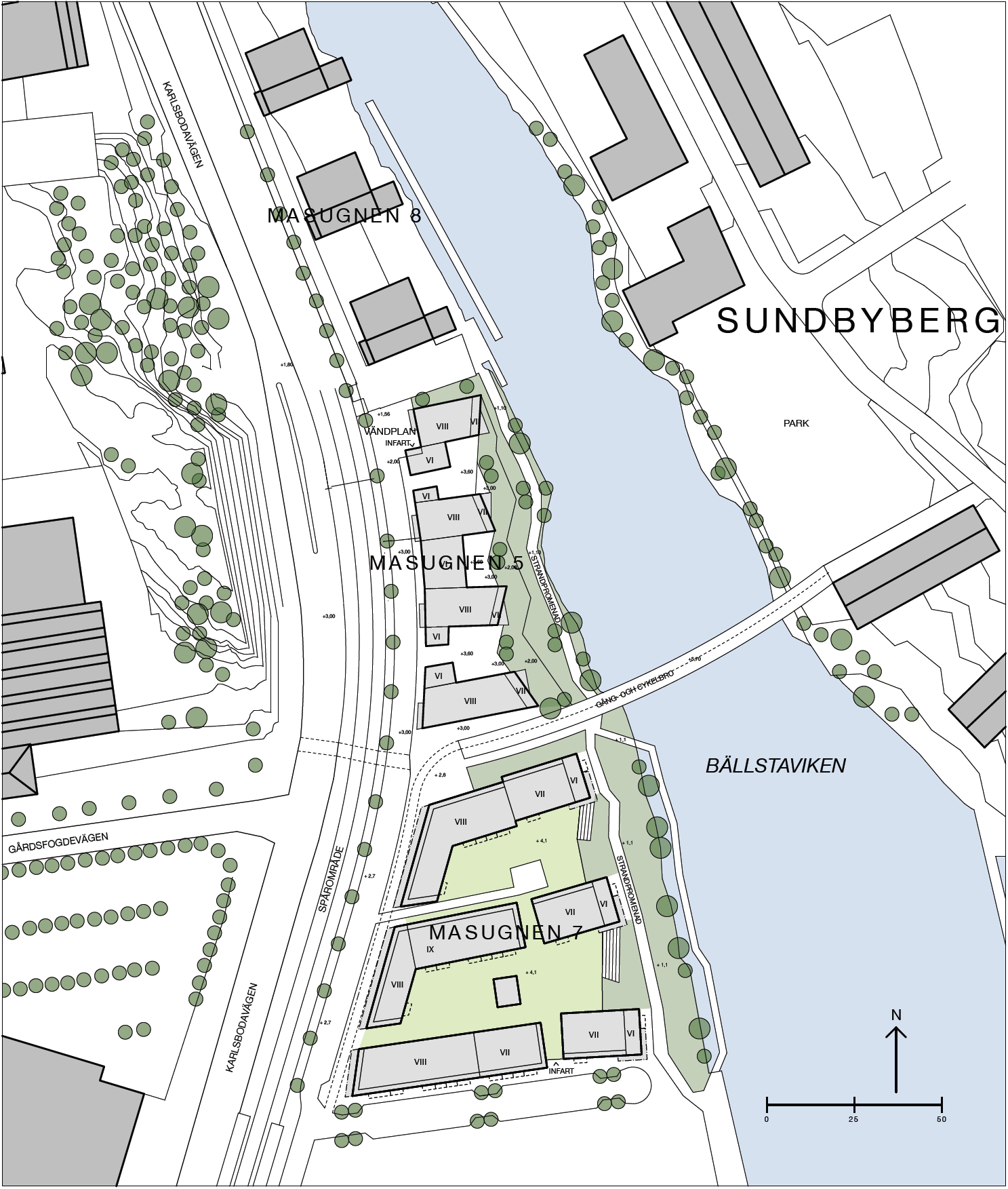 SID 6 (13) Detaljplaner Fastigheterna Masugnen 5 och 7 regleras av stadsplanen pl 7339 från år 1975. Planen anger industrimark.