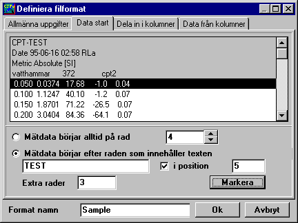 Justera eventuellt Antal tecken som hämtas till ett större värde. Testa funktionen genom att klicka på knappen Sök. Den eftersökta texten skall visas i fältet längst ner.