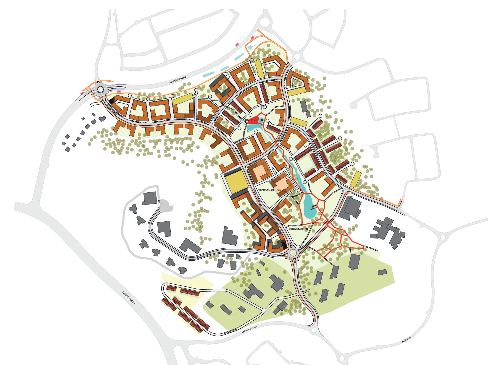 2. Förutsättningar I denna utredning studeras bullersituationen för den nya planerade bebyggelsen i Kronandalen utifrån den strukturplan som erhållits från Luleå kommun.