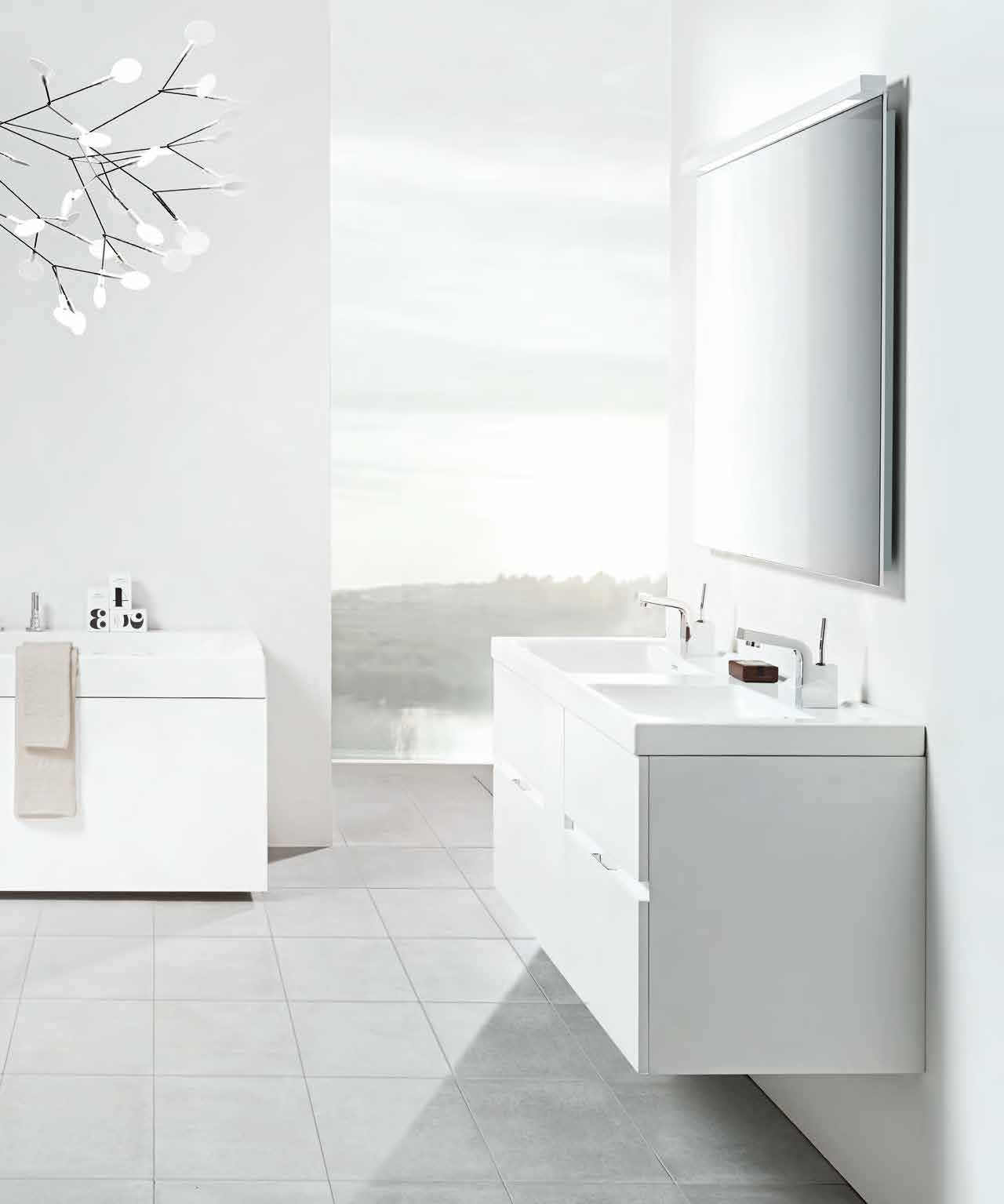 FORMA MÖBELSERIE FORMA underdel 140x45D vit 4 lådor 1 dörr integrerat handtag 6. 15 065: WAVE porslinstvättställ 140x45 dubbel. 7 470: IMAGO spegel 140 vit matt LED.
