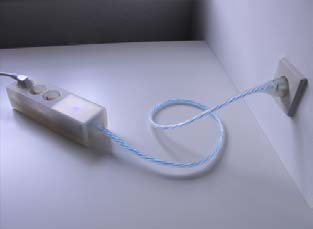 Figur 5 Power Aware Cord visar energianvändningen (effekten) hos den utrustning som kopplas till den.