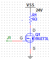 Personnummer:... 9 Uppgift: 8(2) En resistiv last drivs med hjälp av en transistor av typen BUZ73L, se vidstående figur. Omgivningstemperaturen är 40 C.