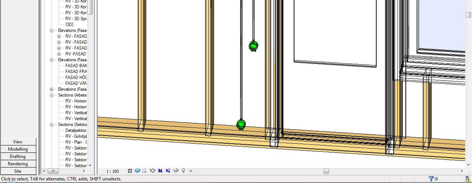 Figur 11. Panelen. För el-, vatten-, sanitets- och ventilationsinstallationer finns en särskild programvariant av Revit; MEP. Men detta behövdes inte för att klara Villafabrikens önskemål.