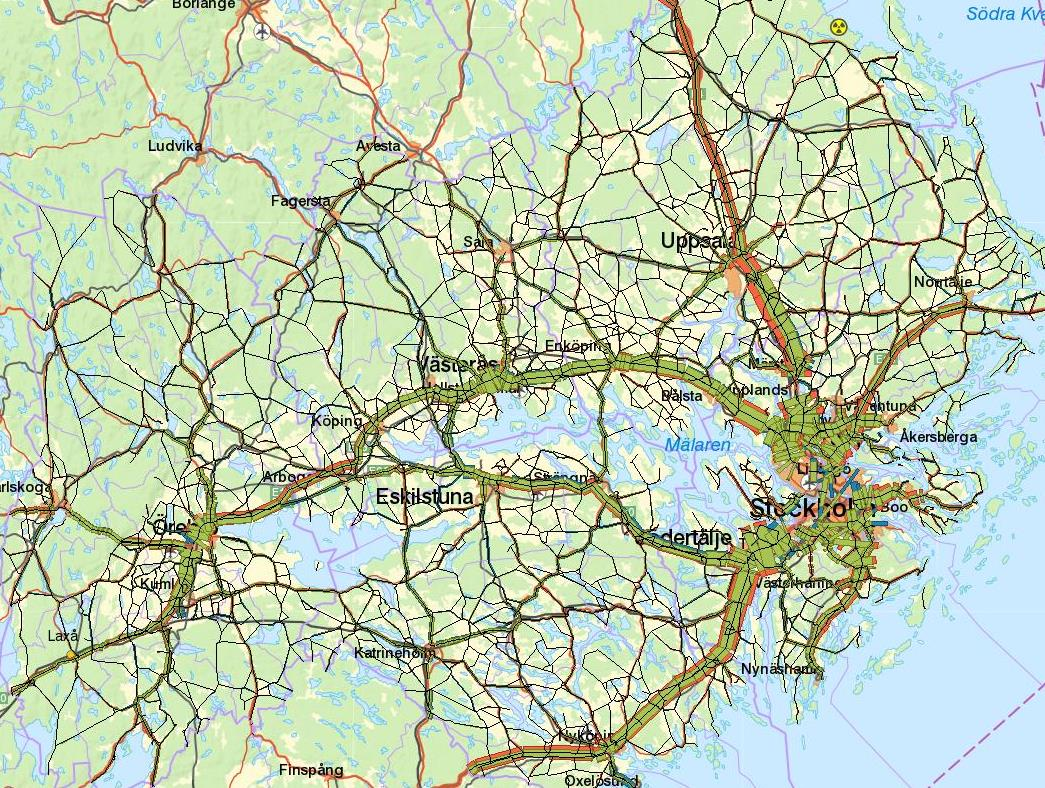 En fokuserad bild over Stockholm visar på underskott mot Nacka och Tyresö medan det tidigare underskottet mot Täby nu hanteras bättre än innan kalibrering.