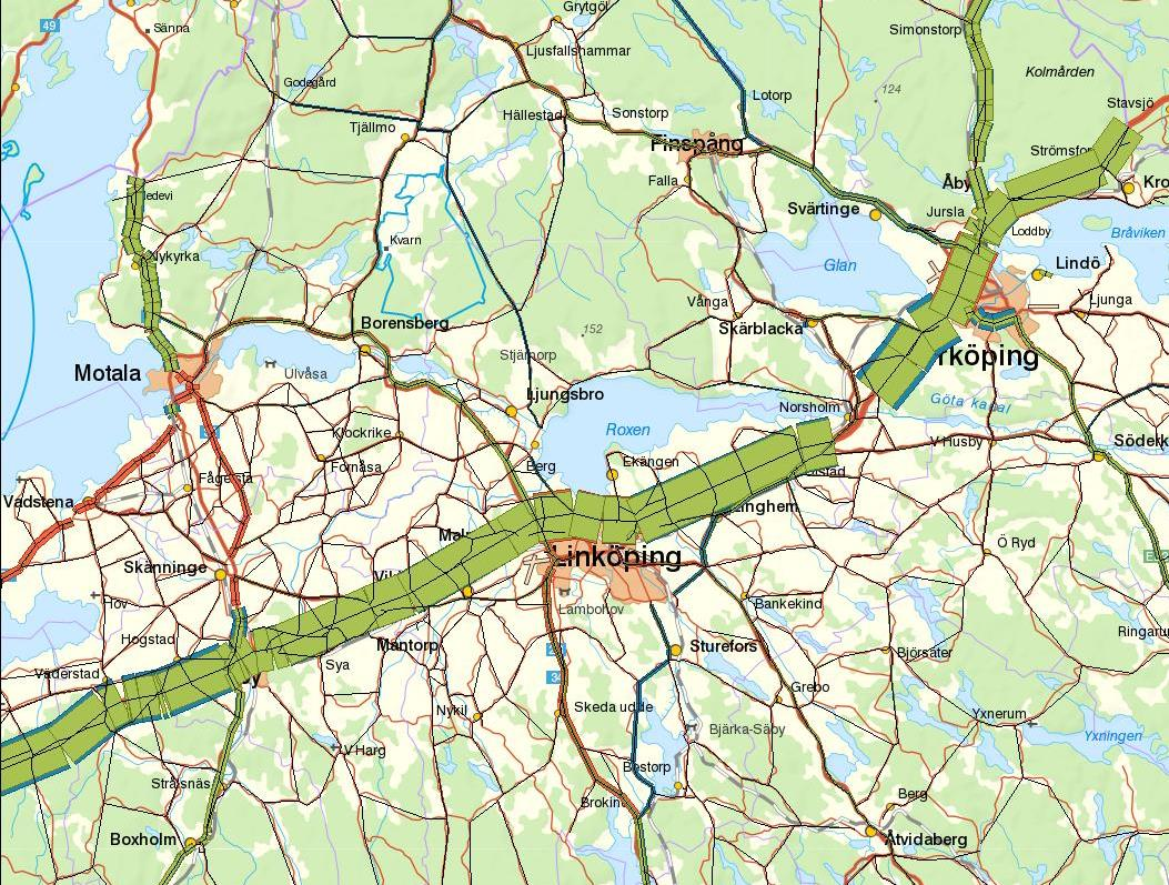 Sydost Figur 76: Lbs kalibrerad trafik i Sydost skala 60 Lantmäteriet 202100-6297 Efter kalibrering stämmer de nätutlagda lastbilsflödena bättre överens med