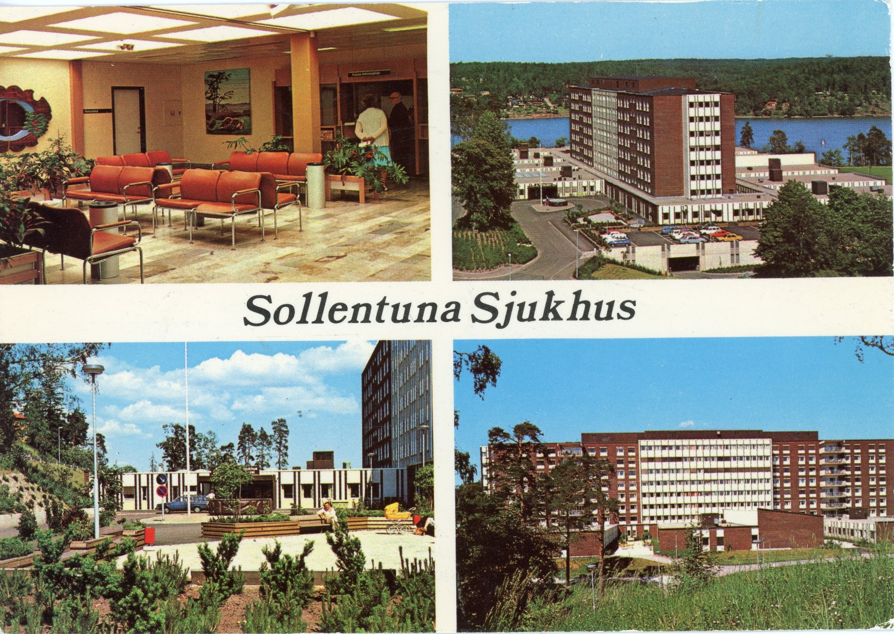 Sollentuna sjukhus Sollentuna sjukhus invigdes 1978 och byggdes med en höghusdel för vårdavdelningar, och på ömse sidor om den, låga flyglar för bl a arbetsterapi, administration och öppenvård mm.