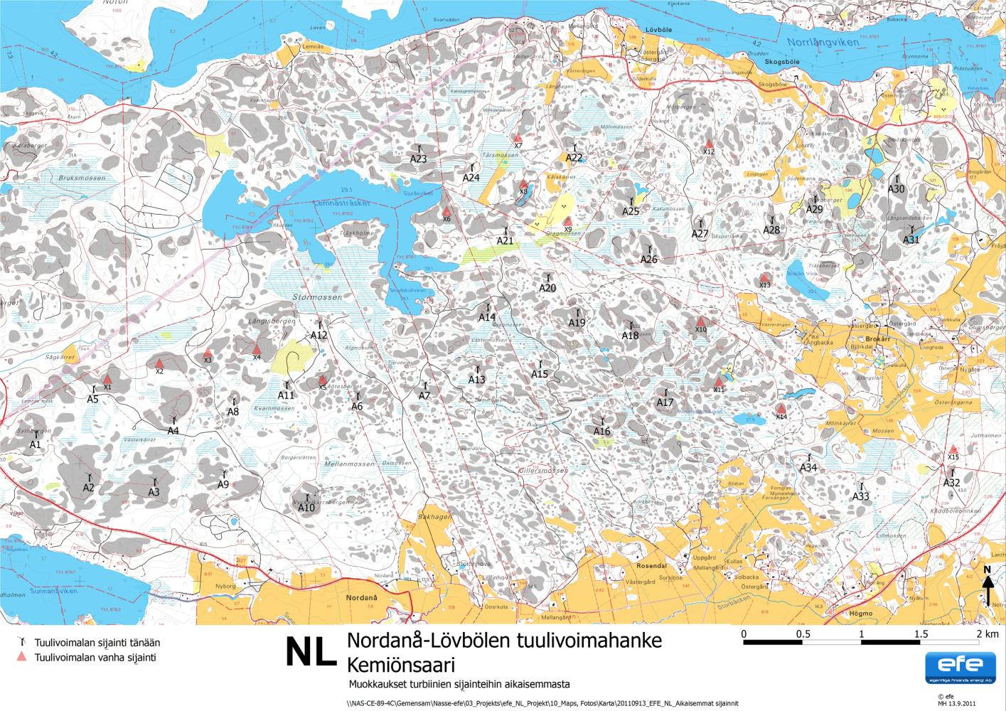 14 Miljökonsekvensbeskrivnings program Vindkraftpark, Nordanå-Lövböle X7 X12 X8 X6 X9 X13 X10 X1 X2 X3 X4 X5 X11 X14 X15 Vindkraftverkets placering i dag Tidigare placeringen för vindkraftverk Bild 7.