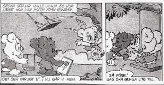 3B.1: Nalle-Maja gungar Bamse har satt upp en gunga i en trädgren. Nalle-Maja kan kan sätta sig på gungan alldeles själv och hon lyckas då få gungan att bilda 25 graders vinkel med lodlinjen.