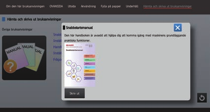 SKRIVA UT EN HANDBOK Tryck på [Hemsidans namn]. skärmen visas. 2 0:5 Tryck på [Bruksanvisning].
