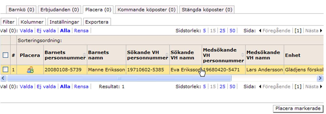 Placerafliken Placera en eller flera barn samtidigt 1.