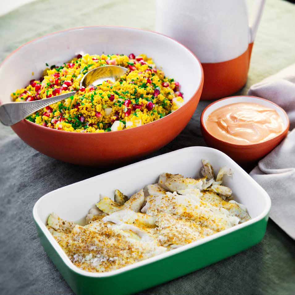 MAROCKANSK SPÄTTA med couscous- och granatäppelsallad 4 port.