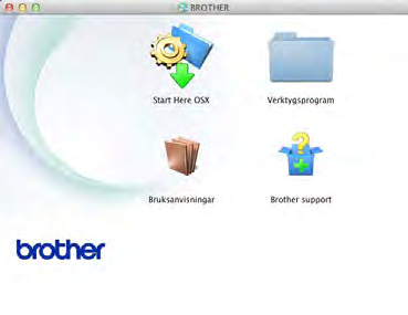 Kapitel 1 Visa dokumentation (Macintosh) 1 a Starta Macintosh-datorn. Sätt in cd-skivan i cd-enheten. Dubbelklicka på ikonen BROTHER. Nedanstående fönster öppnas.