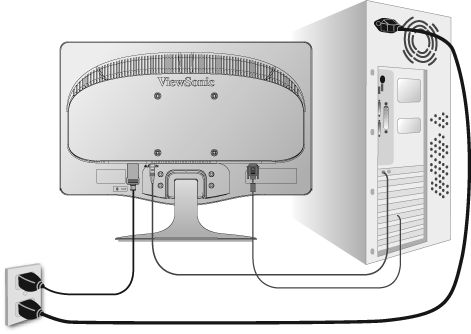 Snabbinstallation 1. Anslut nätkabel och nätspänningsadapter 2. Anslut videokabel Kontrollera att både LCD displayskärmen och datorn är AVSTÄNGDA.