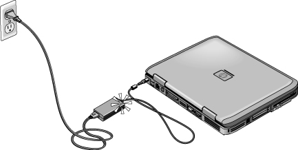 Kom igång med HP Notebook Förbered datorn för användning Steg 2: Anslut datorn till nätström VIKTIGT Använd endast den HP-nätadapter som följde med datorn (eller en annan godkänd adapter som