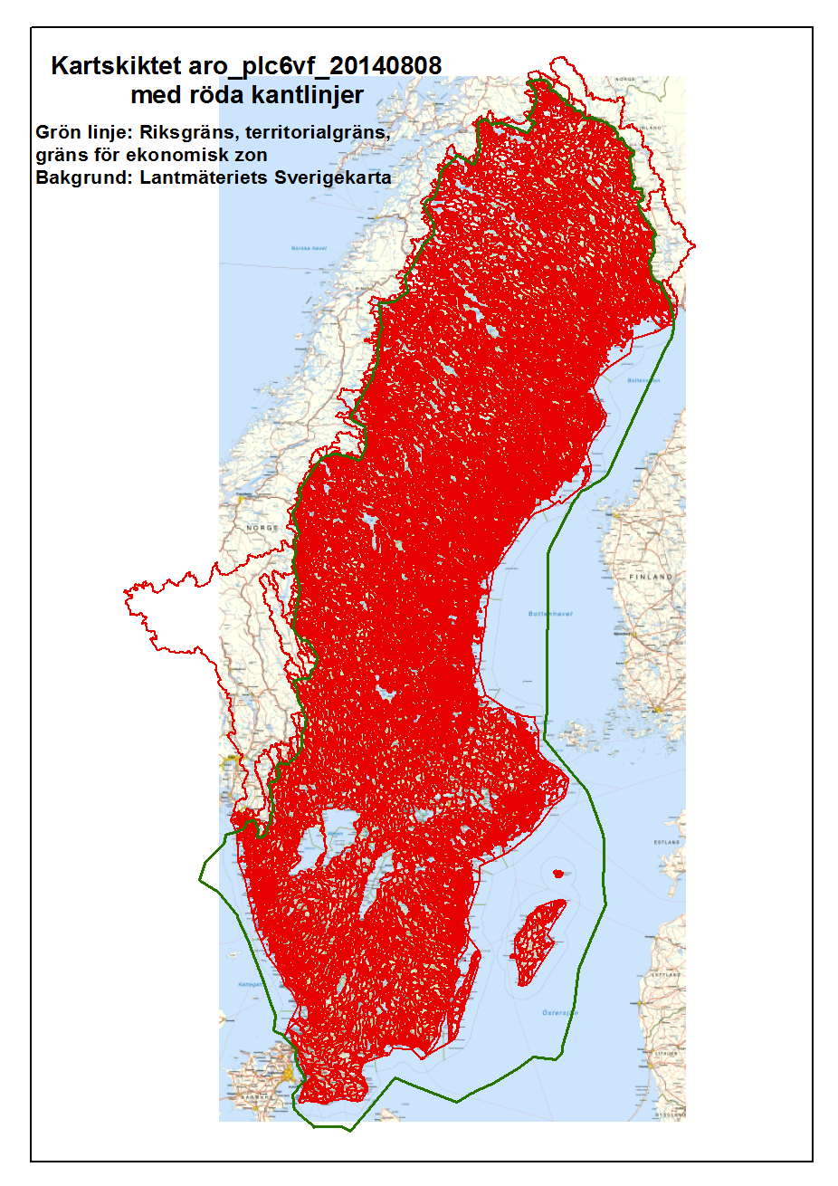 Figur 13. Karta med 23 791 områden för användning i PLC6. Områdena är avgränsade av vattendelare, strandlinjer och bassänggränser.