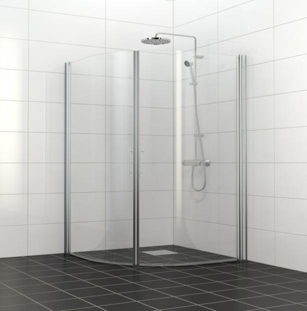 Montera GLASFIX duschdörr med Glasfix monteringslim 1. Badrummet skall vara utfört fackmannamässigt. 2. Minsta kakelstorlek är 15x15cm. 3.