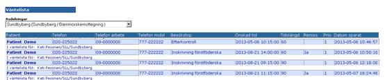 remiss. Information om eventuell notering alternativt orsak till besök syns endast ifall man angivit det vid registrering av bevakningen/bokningen. Nyhet i 2.15.0.