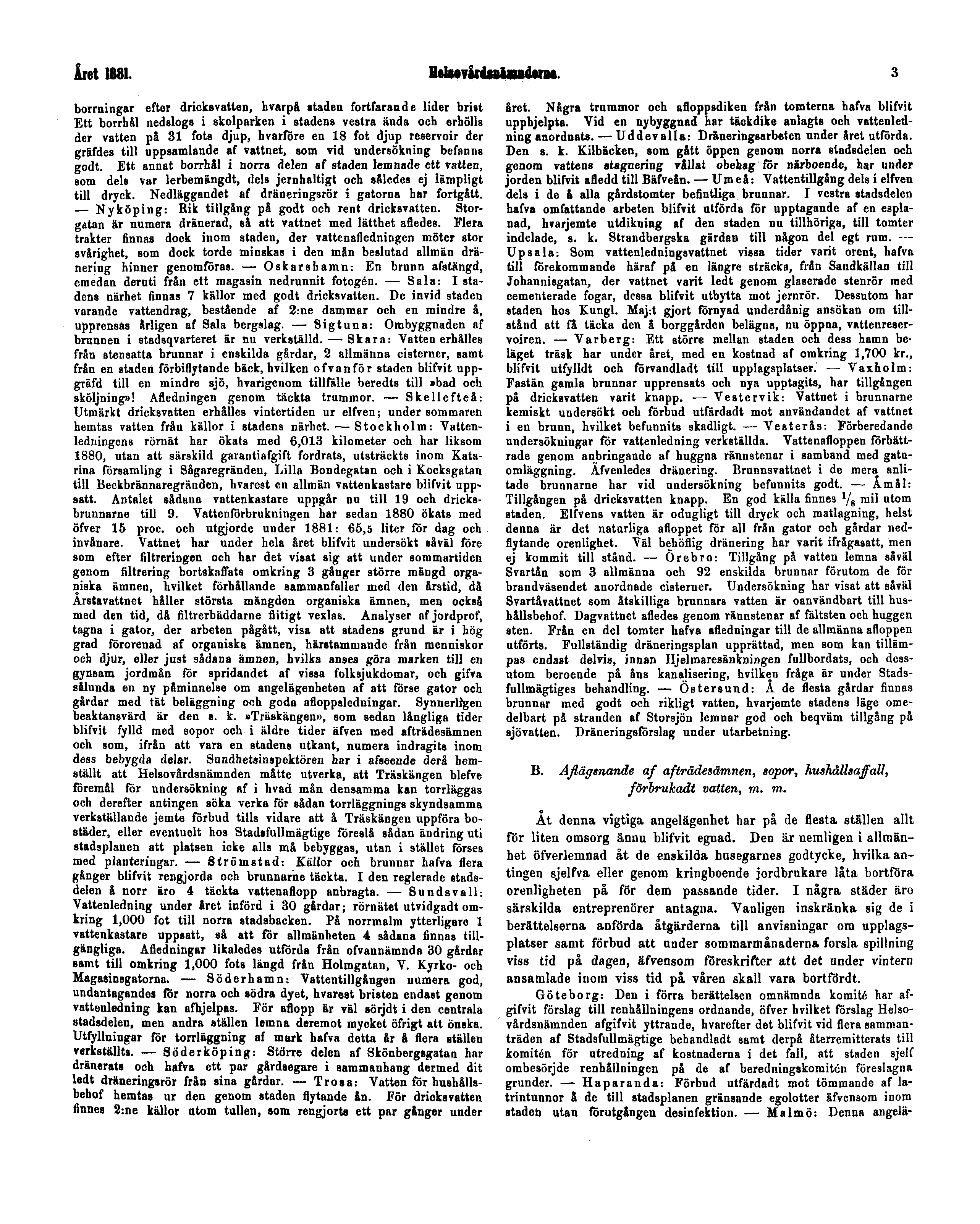 Året 1881. Helsovårdsnämnderna.