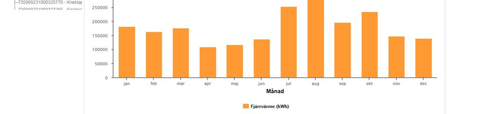 6 (8) Under flikarna El och Fjärrvärme kan du se din förbrukning För att se din förbrukning per månad klickar du helt enkelt på det år du vill se din energianvändning för.