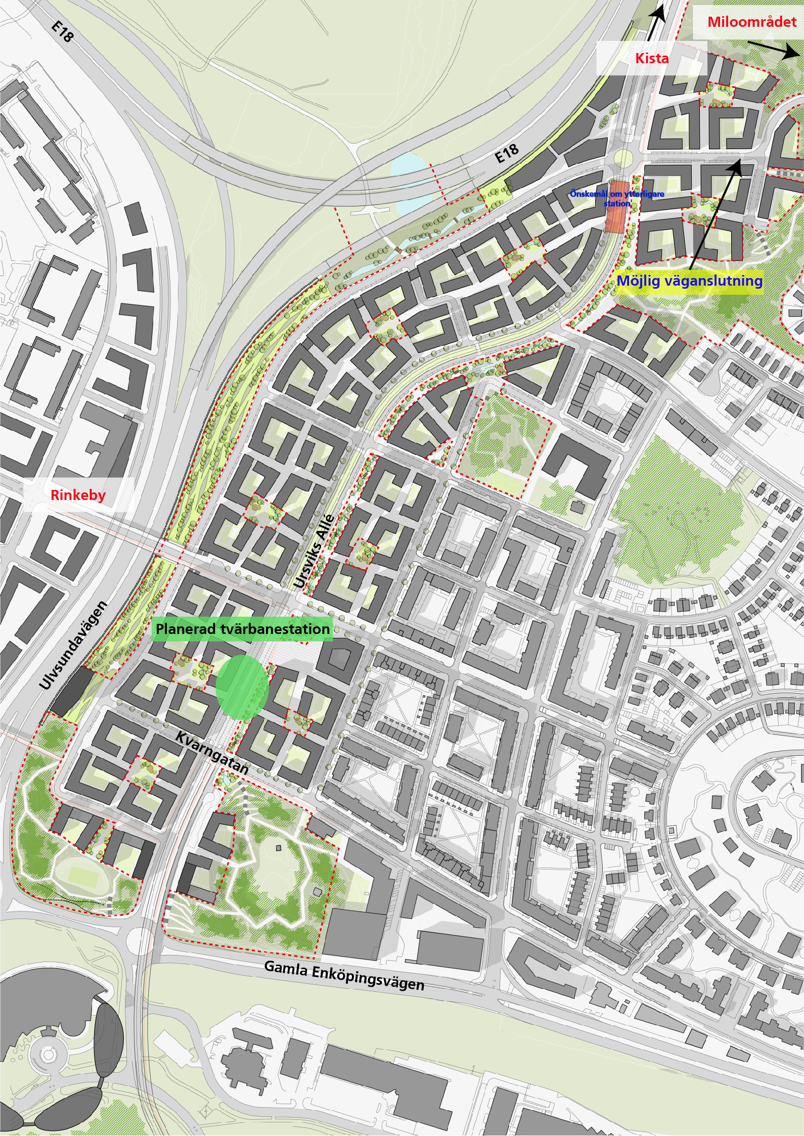 3.1.8 Influensområden (Stora Ursvik) Sydväst om programområdet håller en ny stadsdel på att växa fram, Stora Ursvik.