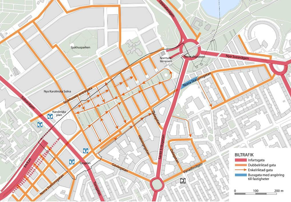 14 (23) Dp 2009-02013-54 kommer troligen att trafikeras av bussar. Som alternativ till en utbyggnad av tunnelbanan har en spårväg mellan Odenplan och Solna centrum utretts översiktligt.