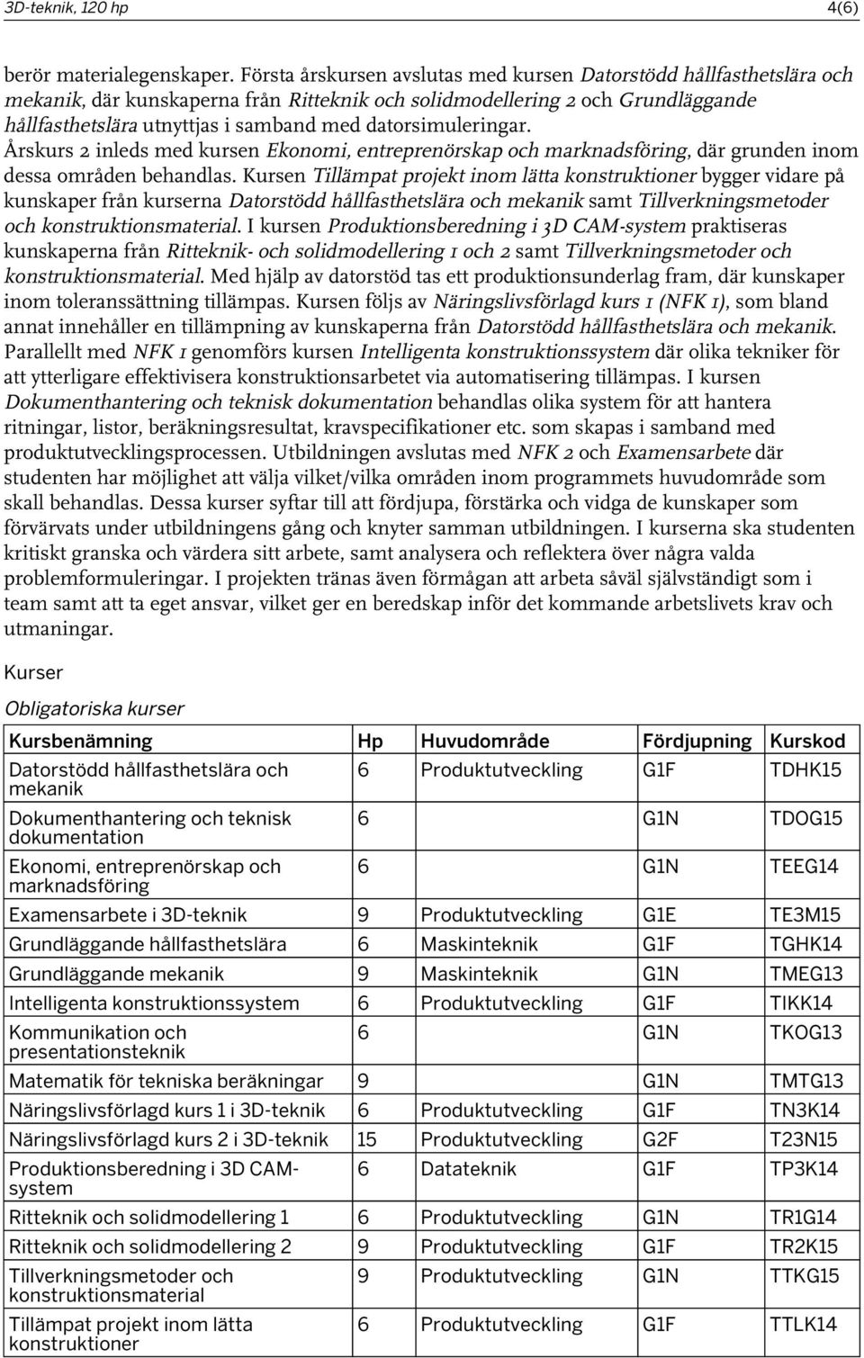 datorsimuleringar. Årskurs 2 inleds med kursen Ekonomi, entreprenörskap och marknadsföring, där grunden inom dessa områden behandlas.