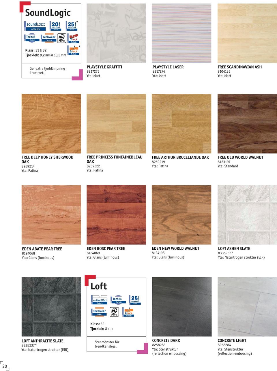 8259222 Yta: Patina Free Arthur Broceliande Oak 8259219 Yta: Patina Free Old World Walnut 8123197 Yta: Standard Eden Abate Pear Tree 8124068 Yta: Glans (luminous) Eden Bosc Pear Tree 8124069 Yta: