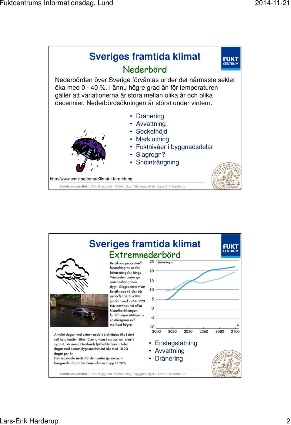 Nederbördsökningen är störst under vintern.