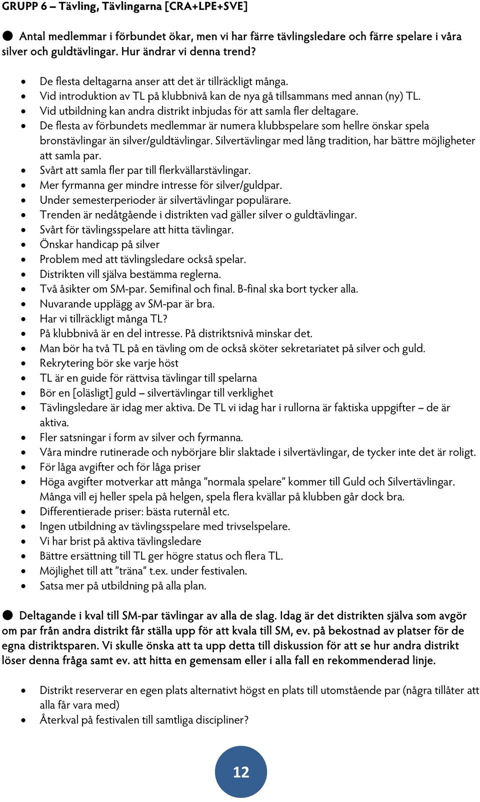 Vid utbildning kan andra distrikt inbjudas för att samla fler deltagare. De flesta av förbundets medlemmar är numera klubbspelare som hellre önskar spela bronstävlingar än silver/guldtävlingar.