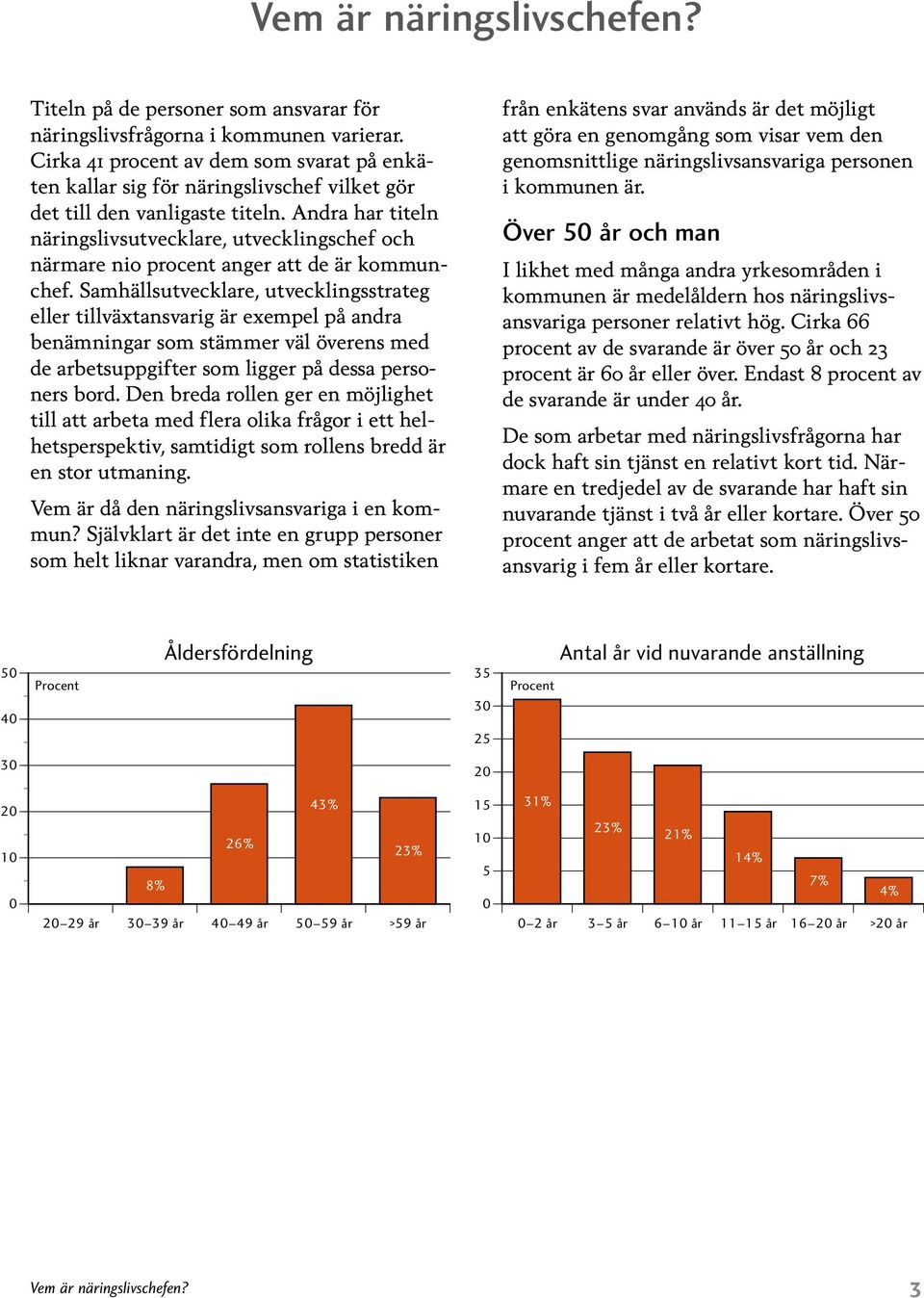 Andra har titeln näringslivsutvecklare, utvecklingschef och närmare nio procent anger att de är kommunchef.