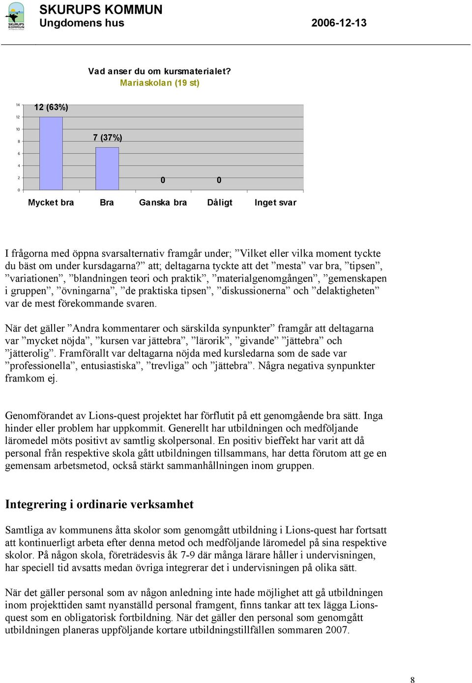 delaktigheten var de mest förekommande svaren.