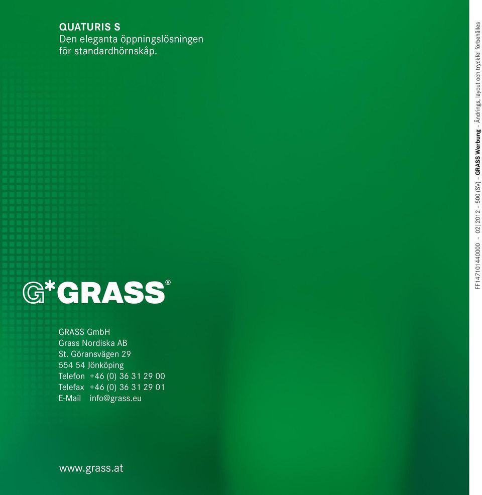 förbehålles GRASS GmbH Grass Nordiska AB St.