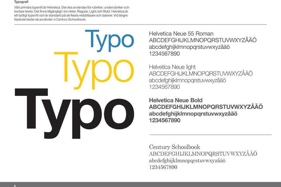 Typo Typo Typo Helvetica Neue 55 Roman ABCDEFGHIJKLMNOPQRSTUVWXYZÅÄÖ abcdefghijklmnopqrstuvwxyzåäö 1234567890 Helvetica Neue light ABCDEFGHIJKLMNOPQRSTUVWXYZÅÄÖ