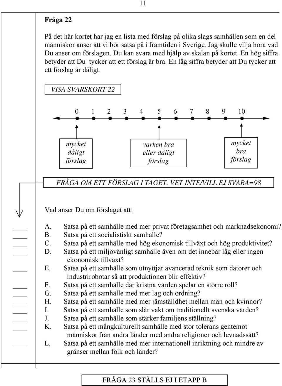 En låg siffra betyder att Du tycker att ett förslag är dåligt.