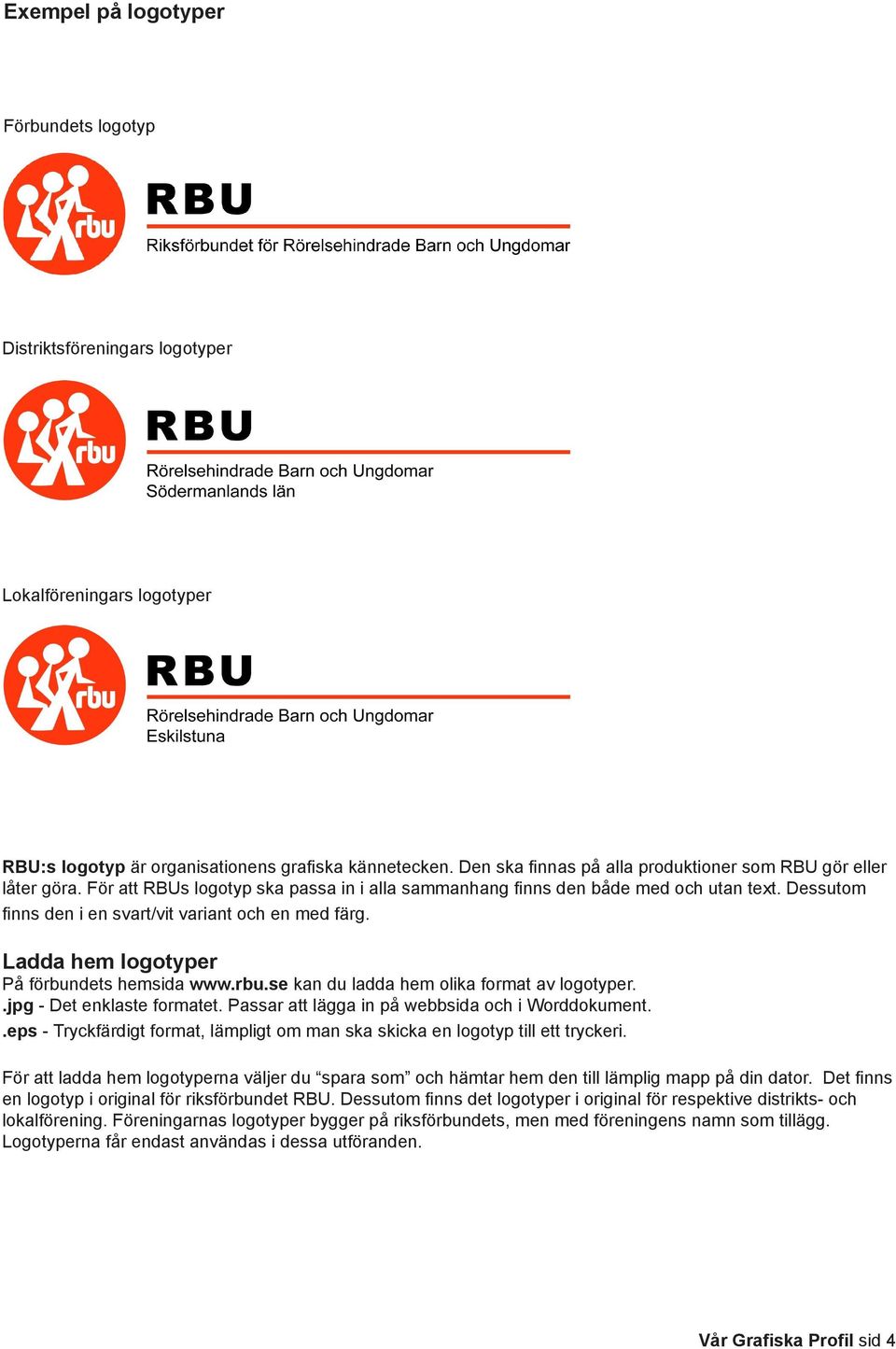 Dessutom nns den i en svart/vit variant och en med färg. Ladda hem logotyper På förbundets hemsida www.rbu.se kan du ladda hem olika format av logotyper..jpg - Det enklaste formatet.