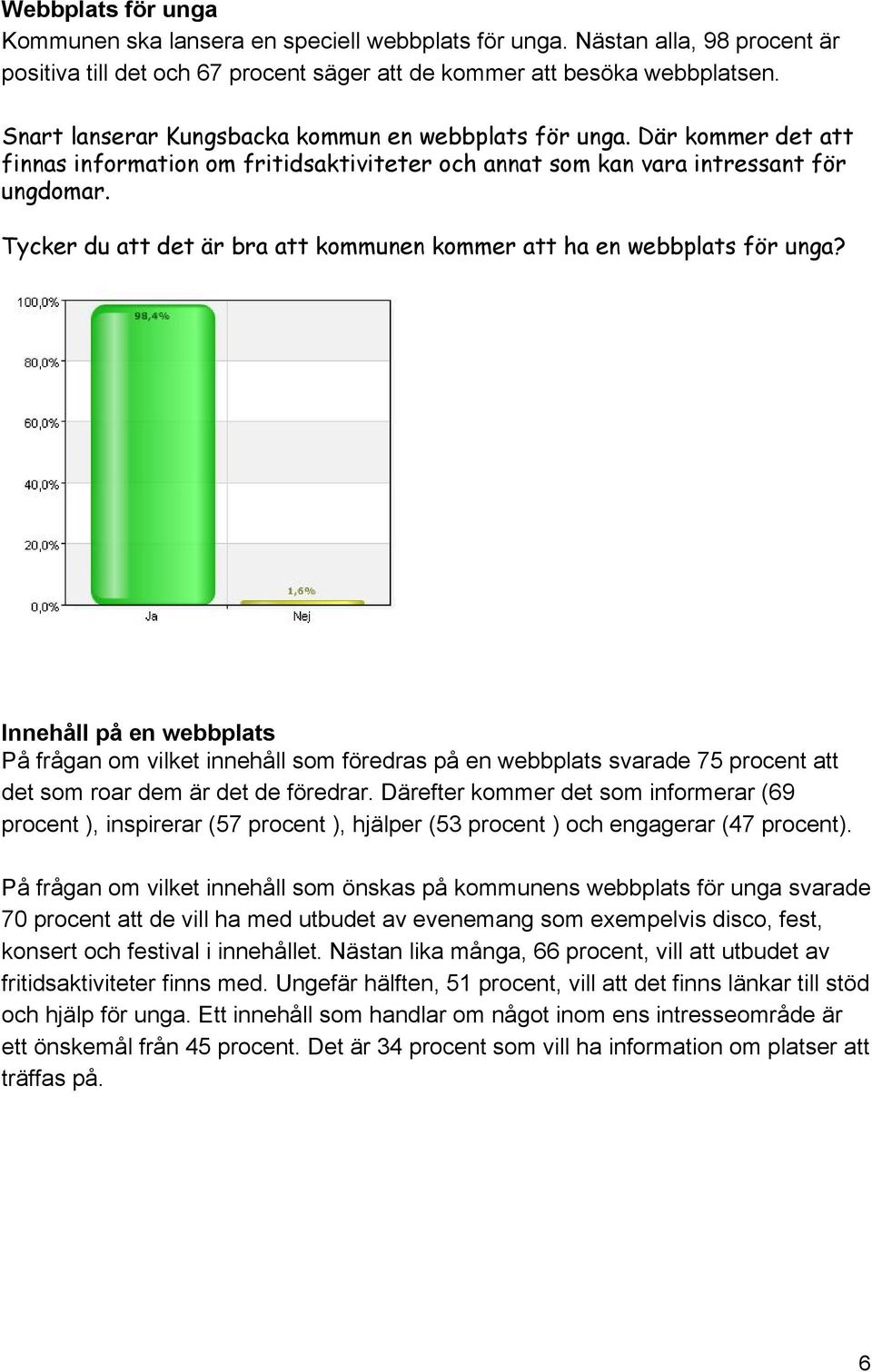 Tycker du att det är bra att kommunen kommer att ha en webbplats för unga?