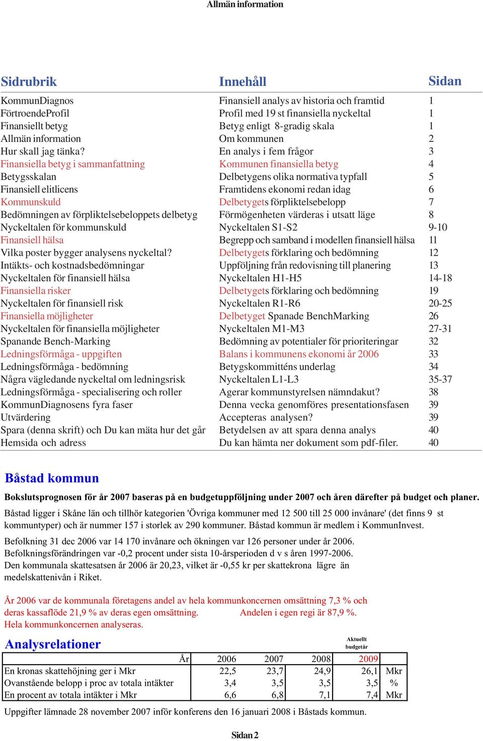 analysens nyckeltal?