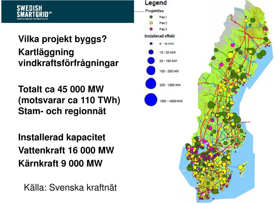 000 MW (motsvarar ca 110 TWh) Stam- och regionnät