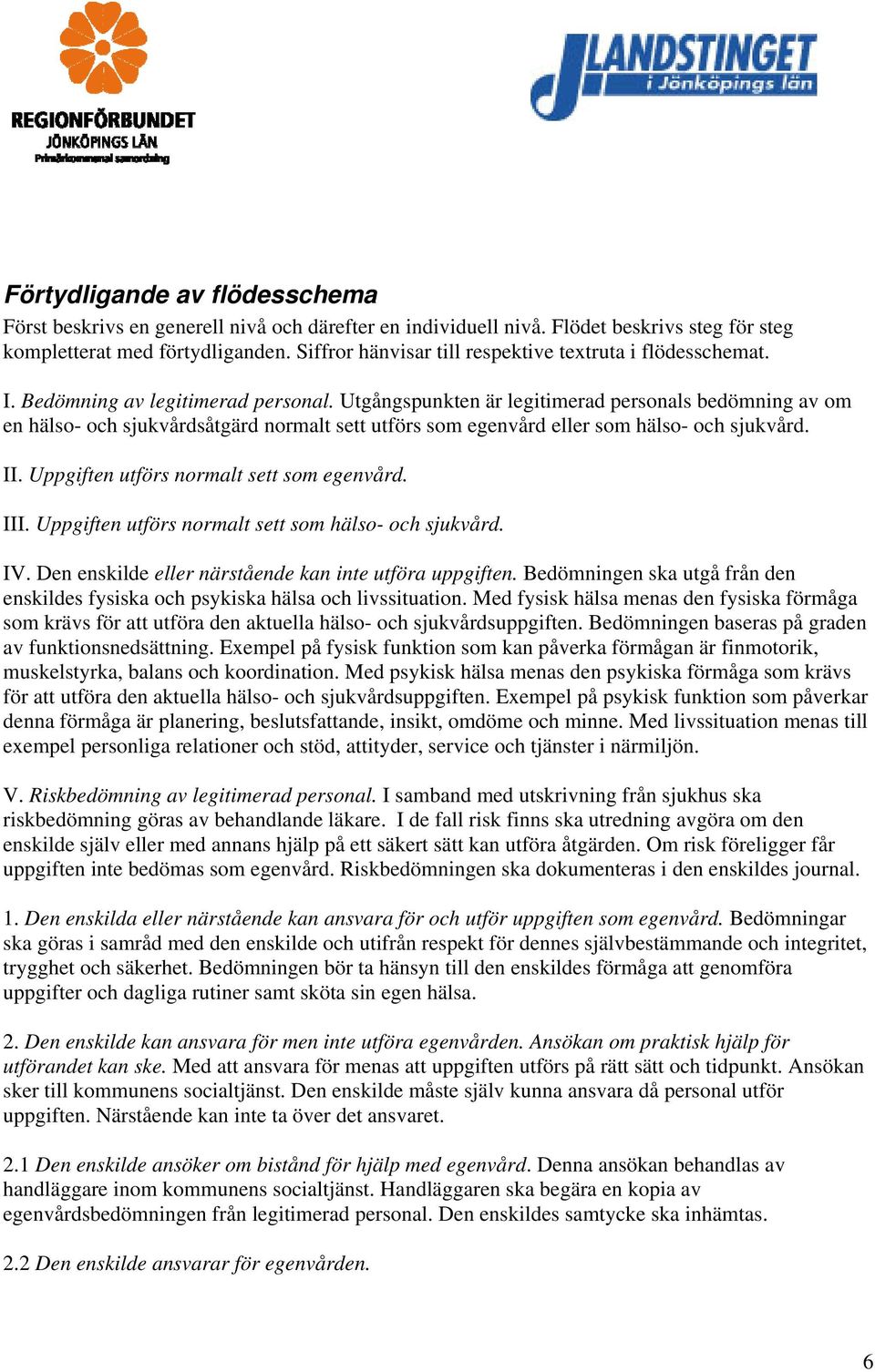 Utgångspunkten är legitimerad personals bedömning av om en hälso- och sjukvårdsåtgärd normalt sett utförs som egenvård eller som hälso- och sjukvård. II. Uppgiften utförs normalt sett som egenvård.