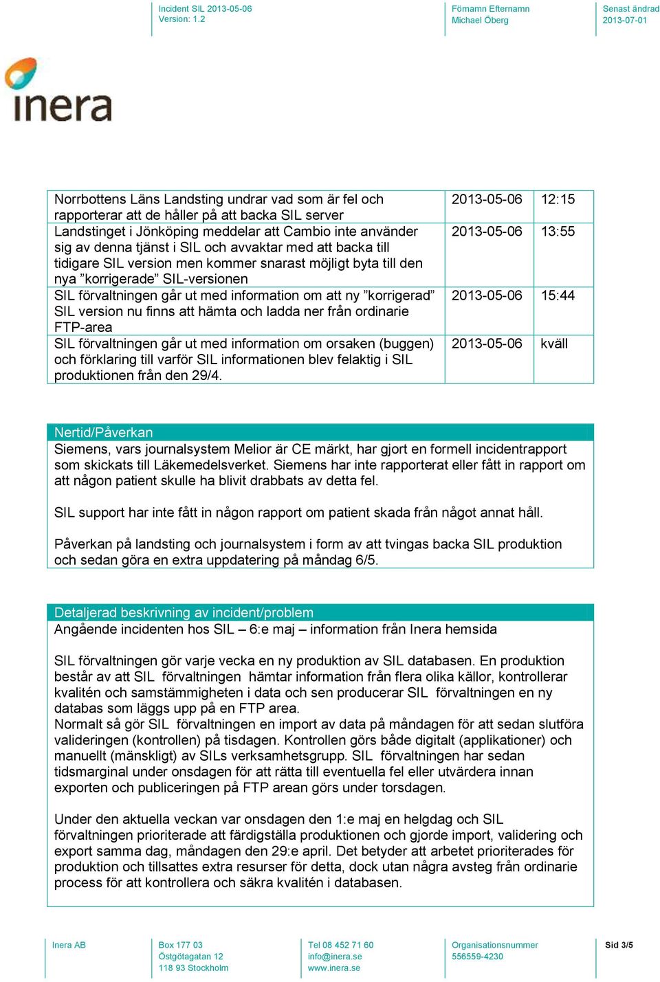 hämta och ladda ner från ordinarie FTP-area SIL förvaltningen går ut med information om orsaken (buggen) och förklaring till varför SIL informationen blev felaktig i SIL produktionen från den 29/4.