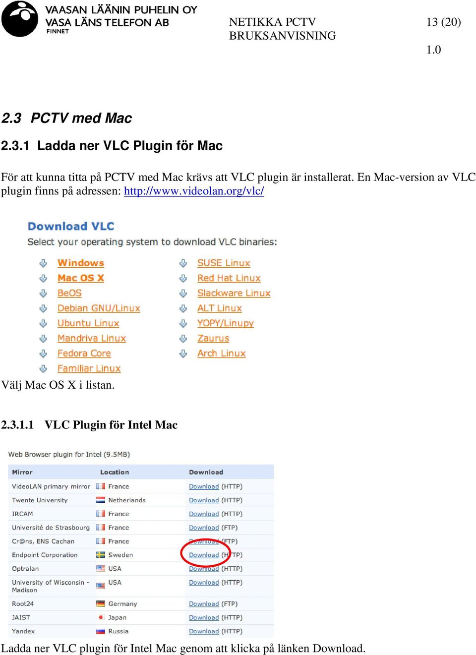 En Mac-version av VLC plugin finns på adressen: http://www.videolan.